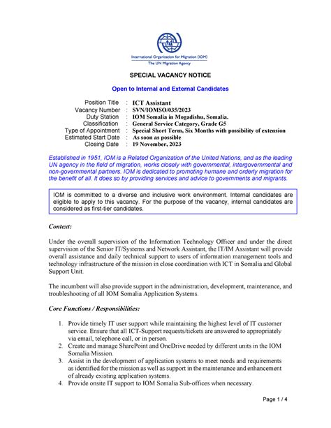 SPECIAL VACANCY NOTICE SVN.